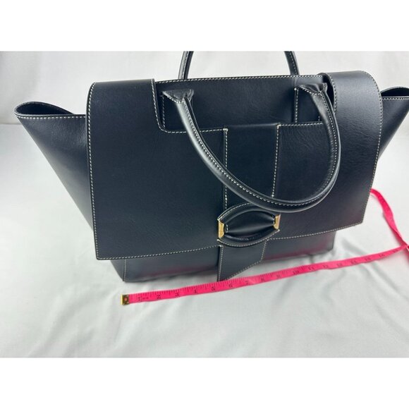 BANANA REPUBLIC Black Women Pebbled Leather Silva Top-Handle Bag Tote MSRP $490 - Picture 10 of 12